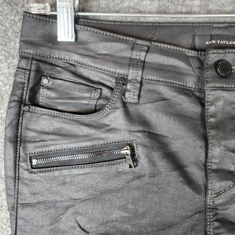 Ann Taylor Pants Womens 4 The Super Skinny Modern Fit Black Coated EUC - Picture 3 of 8